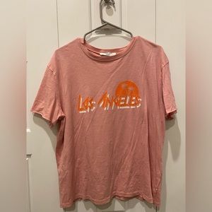 Pink Double Zero brand size medium oversized Los Angeles t-shirt.